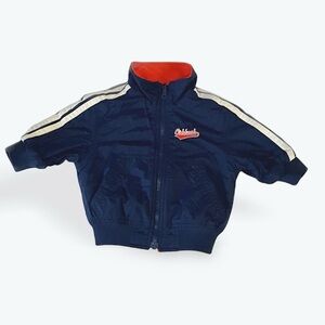OshKosh B'gosh Vibrant Red Navy Blue fleece lined bomber jacket 12 month